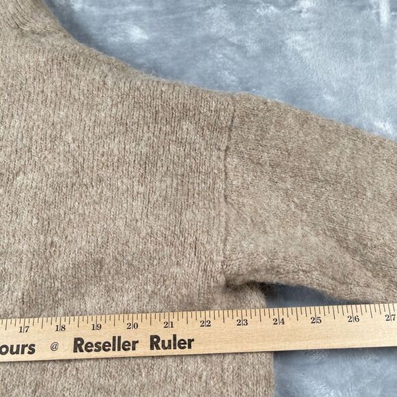Loft Cardigan Womens Medium Taupe Alpaca Wool Blend Hood Pockets Thick Warm - Picture 8 of 12